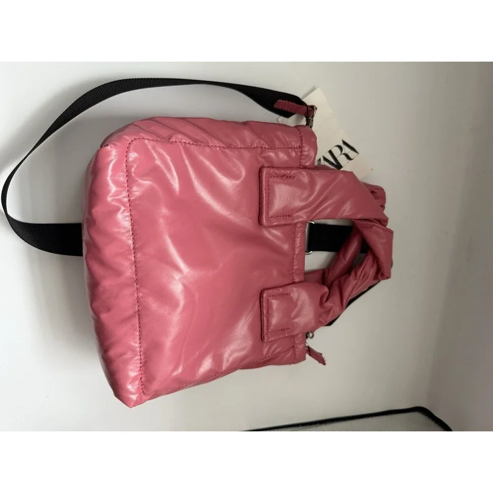 ZARA Women’s Quilted Puffy Pink Crossbody Bag Preppy Cute